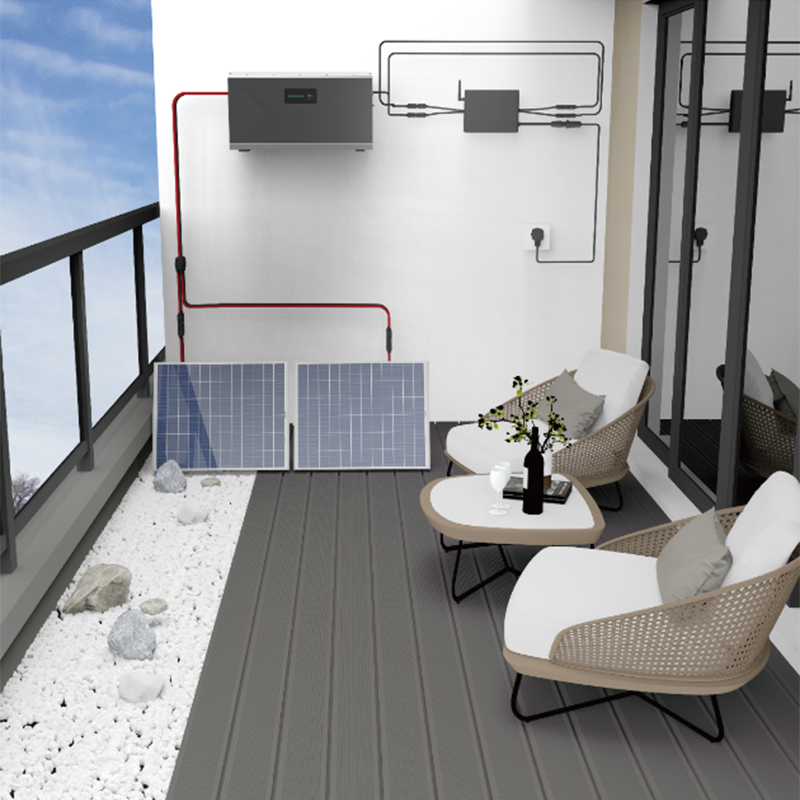 Balkon güneş enerjisi kiti 800W, 1,5kwh pil ile